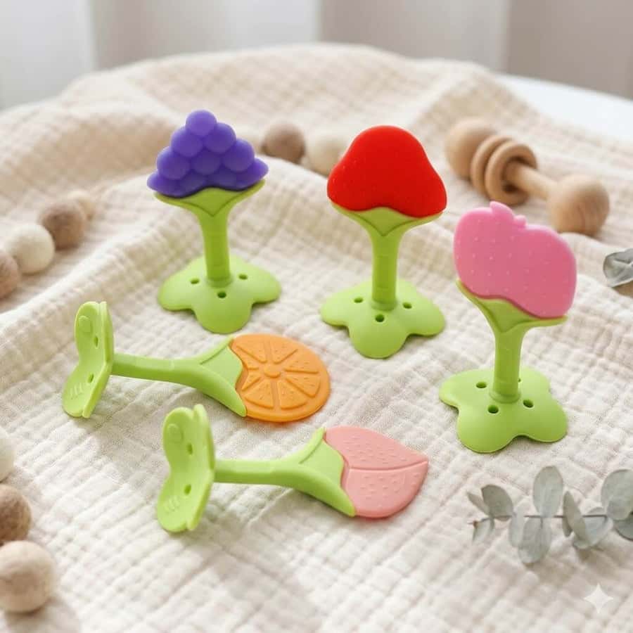 Fruit shape silicone teather