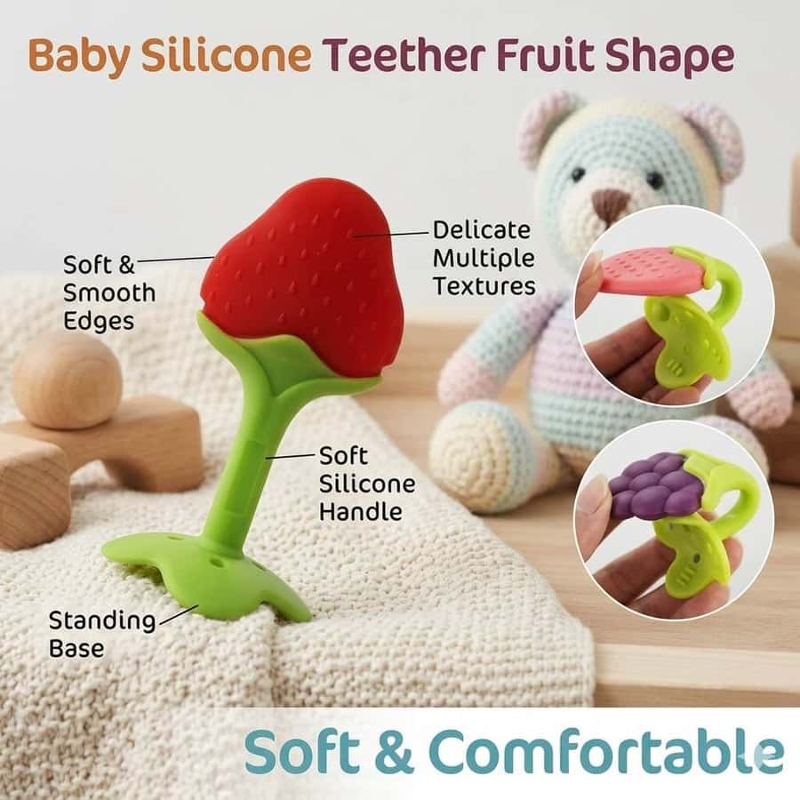 Fruit shape silicone teather