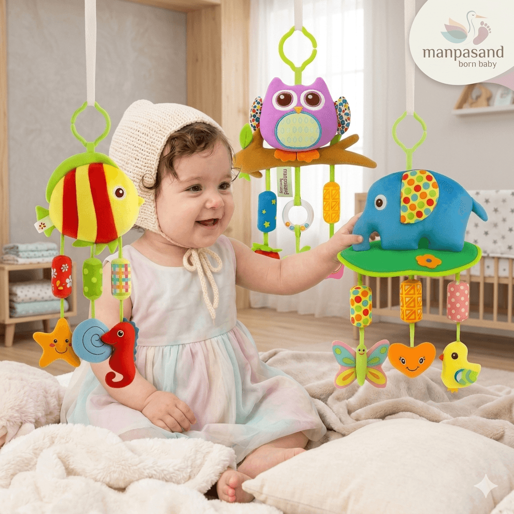 Imp Baby Hanging Musical Activity Toy Owl | Crib Stroller Hanging Toy with Rattles